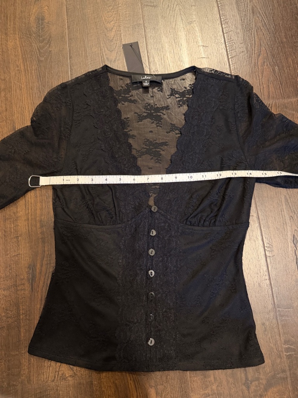 Lulu's Black Lace-Trim Button Front Blouse - Picture 5 of 5